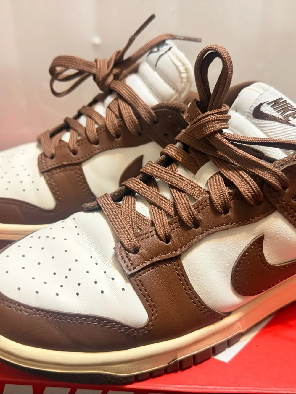 Nike woman Brown and White Low-Top Sneakers with Swoosh